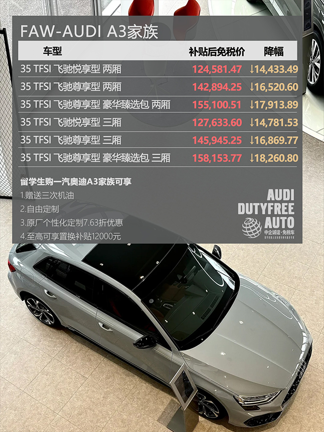 中企诚谊奥迪留学生免税车